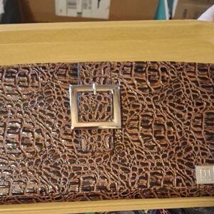 Miche Brown Croc-Embossed Purse Shell with Silver Square Logo